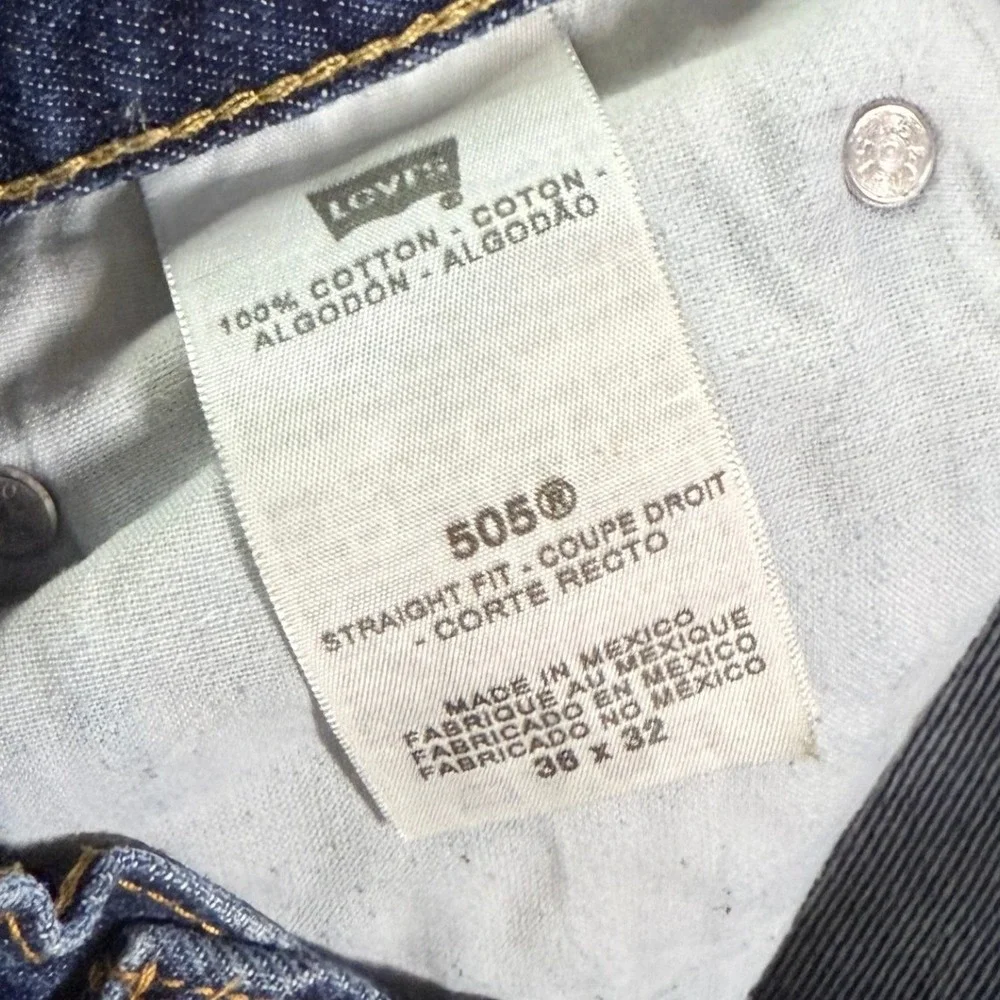 Levi Y2K 505 Jeans Mens 36x32 Dark Wash Straight Fit Denim Pants